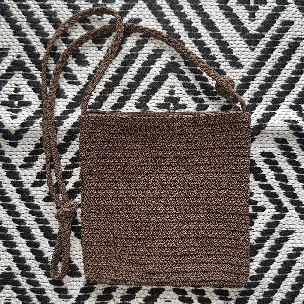 Brown Crossbody Bag with Patchwork Design - image 4